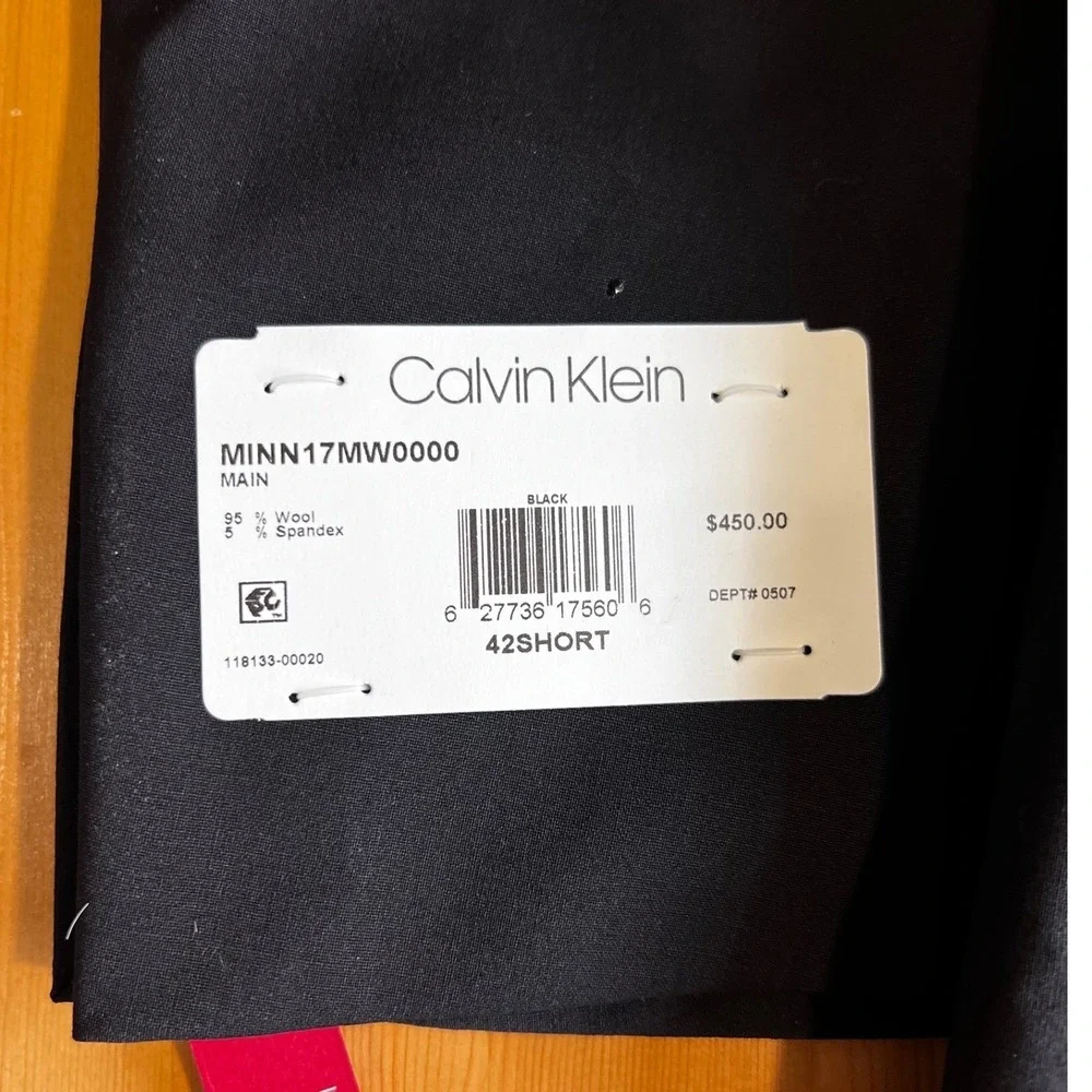 Calvin Klein Slim Fit Infinite Stretch‎ Black Tuxedo Jacket Wool Blend 42S 0809